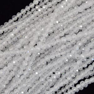Faceted Clear White CZ Cubic Zirconia Round Beads 14" Strand 3mm 4mm 4mm