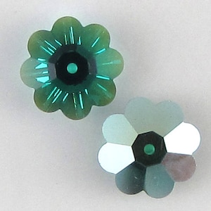 2 14mm Swarovski unfoiled 3700 margarita emerald AB 17498