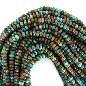 6mm brown blue turquoise rondelle beads 15.5" strand 39184