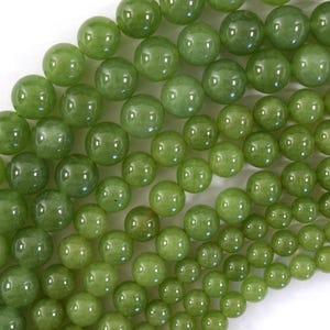 Perles rondes en jade canadien vert clair 15 po. Rang 6 mm 8 mm 10 mm S2