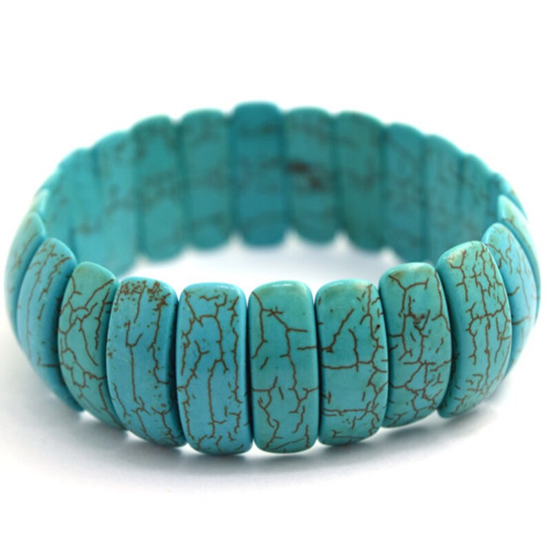 7x22mm blue turquoise stretch bracelet 8 36092 | Etsy