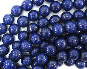 12mm blue lapis lazuli round beads 15" strand 31021