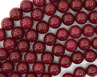 Ruby red Jade Round Beads Gemstone 15&quot; Strand 3mm 4mm 6mm 8mm 10mm 12mm