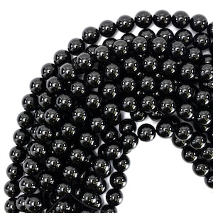 Perles rondes en tourmaline noire naturelle AA 15,5 po. fil 4 mm 6 mm 8 mm 10 mm 12 mm image 5