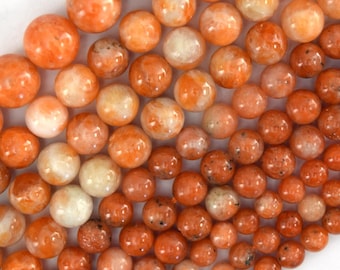 Natural Orange Calcite Round Beads Gemstone 15.5&quot; Strand 4mm 6mm 8mm 10mm 12mm