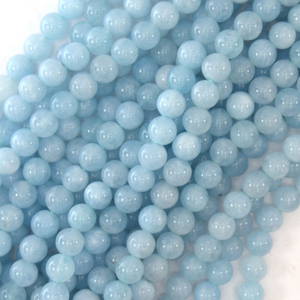 6mm light blue aquamarine quartz round beads 15" strand 40787