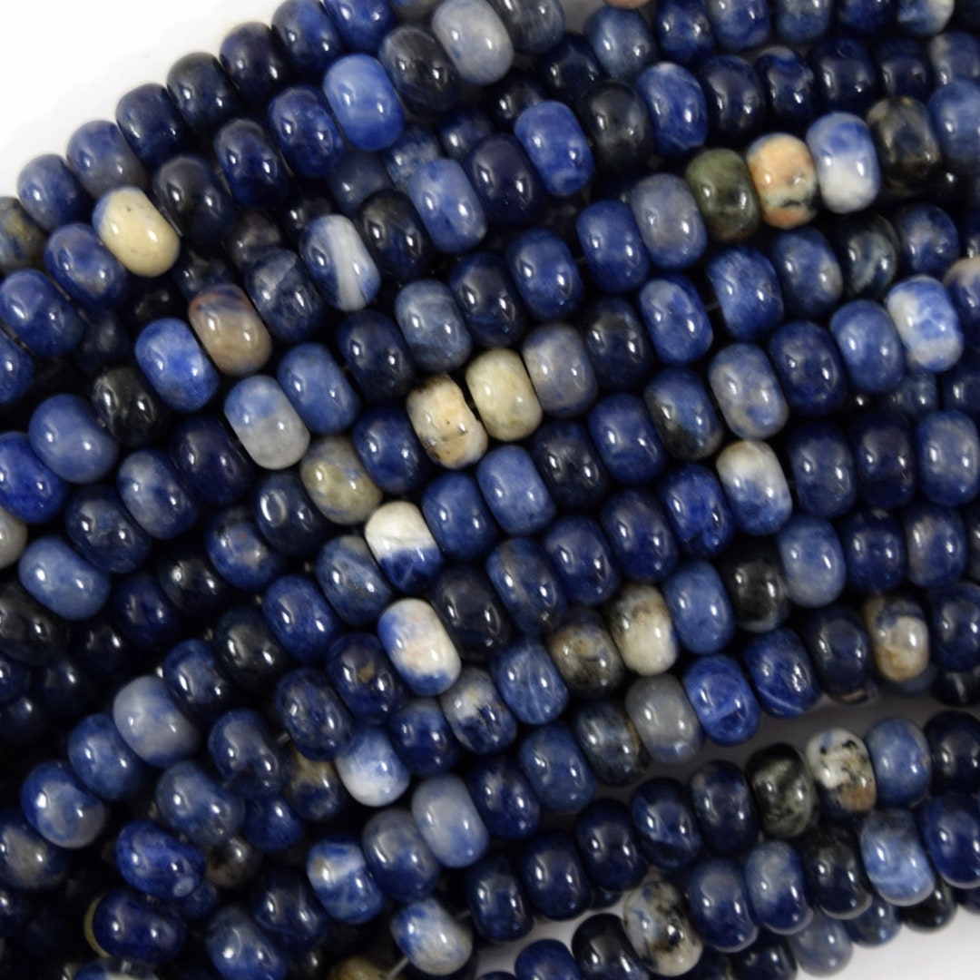 8mm Natural Blue Sodalite Rondelle Button Beads 15 - Etsy