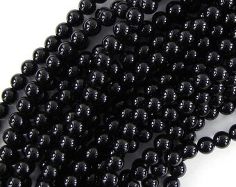 8mm black onyx round beads 15" strand 19825