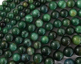 Natural Green Mica Muscovite in Fuchsite Round Beads 15" Strand 6mm 8mm 10mm