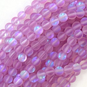 Matte Light Purple Mystic Aura Quartz Round Beads 15" Strand 6mm 8mm 10mm