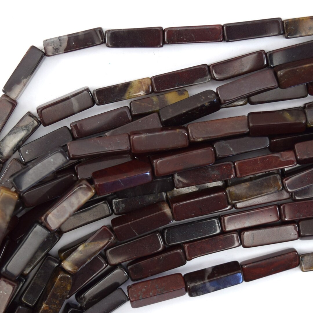13mm Poppy Jasper Side Tube Beads 16 Strand Etsy
