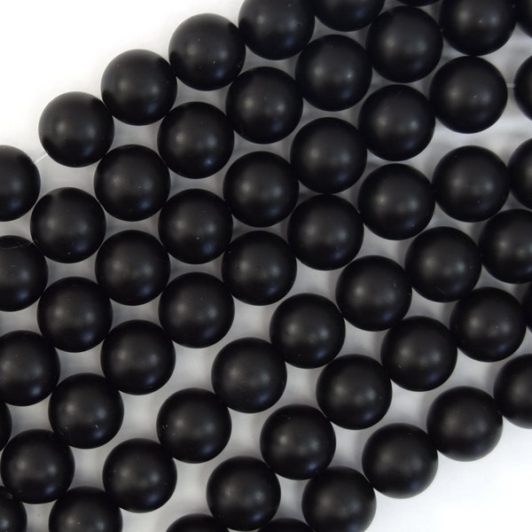 Perles rondes en onyx noir mat 15" chapelet 3 mm 4 mm 6 mm 8 mm 10 mm 12 mm 14 mm