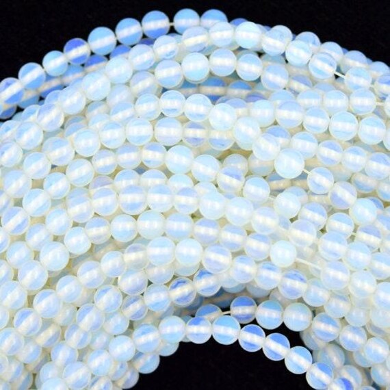 thumbnail image 2 of Gigasuperdeal Opalite Quartz Round Beads Strand – 14.5" Strand, 4mm To 10mm, Blue Gemstone 2 of 5