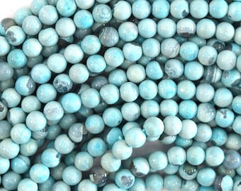 Aqua Blue Terra Agate Round Beads 14" Strand Robbin's Egg 6mm 8mm 10mm