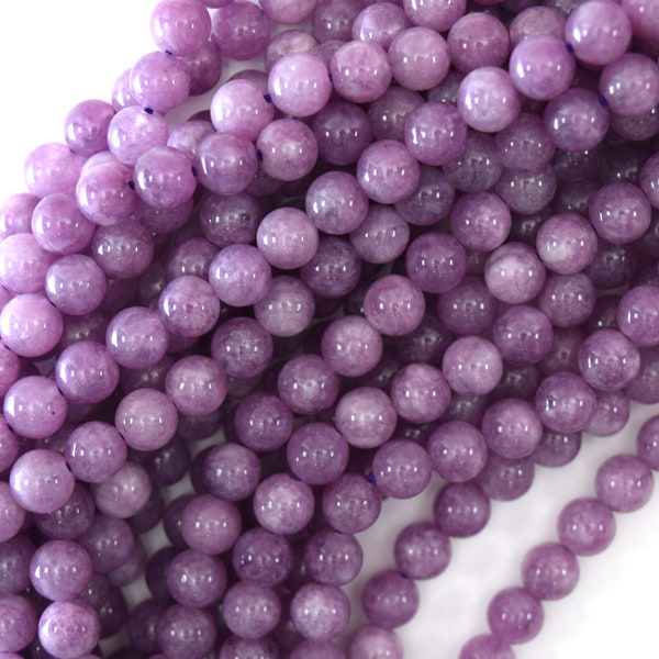 Purple Lepidolite Colored Quartz Round Beads 15.5“ Strand 6mm 8mm 10mm