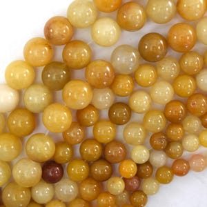 Natürliche gelbe Jade runde Perlen Edelstein 15 "Strang 4 mm 6 mm 8 mm 10 mm 12 mm