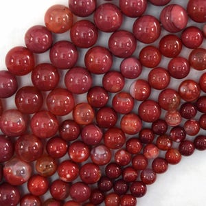 Red Fire Agate Round Beads Gemstone 15" Strand 6mm 8mm 10mm