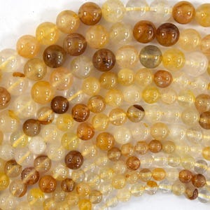 Natural Golden Healer Quartz Round Beads Gemstone 15.5&quot; Strand 6mm 8mm 10mm