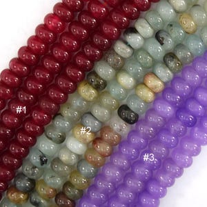 5x8mm Colored Mountain Jade Rondelle Button Beads 15" Strand Blue Green Red