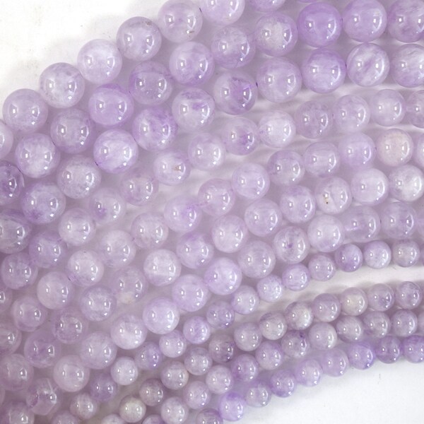 Perles rondes en améthyste violet clair naturel AA 15,5 rangs 6 mm 8 mm 10 mm S2