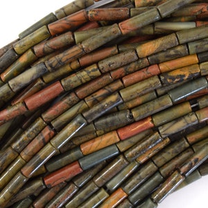 13mm natural red creek picasso jasper tube beads 15.5&quot; strand