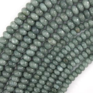 Colored Green Burma Jade Rondelle Button Beads 15&quot; Strand 4x6mm 5x8mm