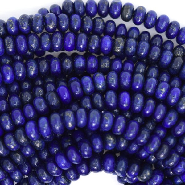 6mm blue lapis lazuli rondelle button beads 15" strand 4x6mm