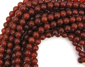 AA 8mm red carnelian round beads 15" strand 12821