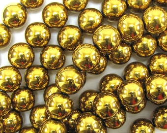 Gold Hematite Round Beads Gemstone 15.5" Strand 4mm 6mm 8mm