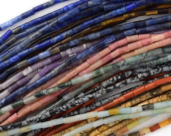 2 x 4 mm natuurlijke verschillende edelstenen buis afstandkralen 15" streng 4 mm