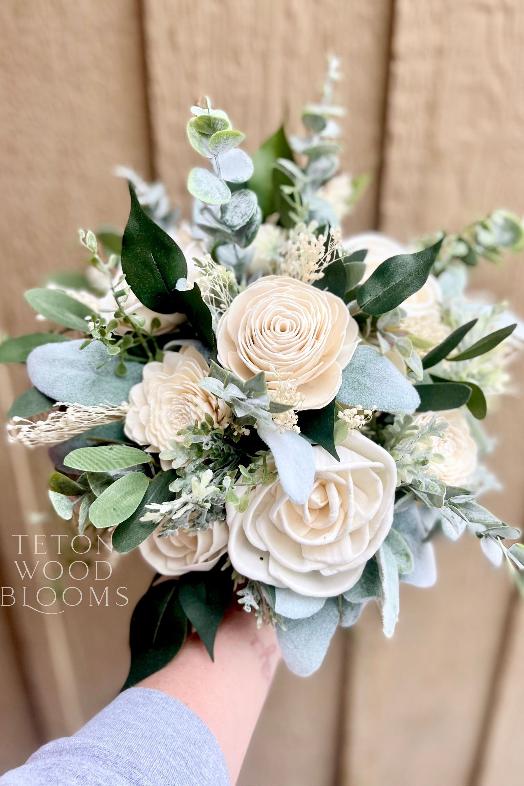 Small Wedding Bouquet, Soft Green Bouquet, Preserved Eucalyptus, Dusty –  Love Crafted Decor