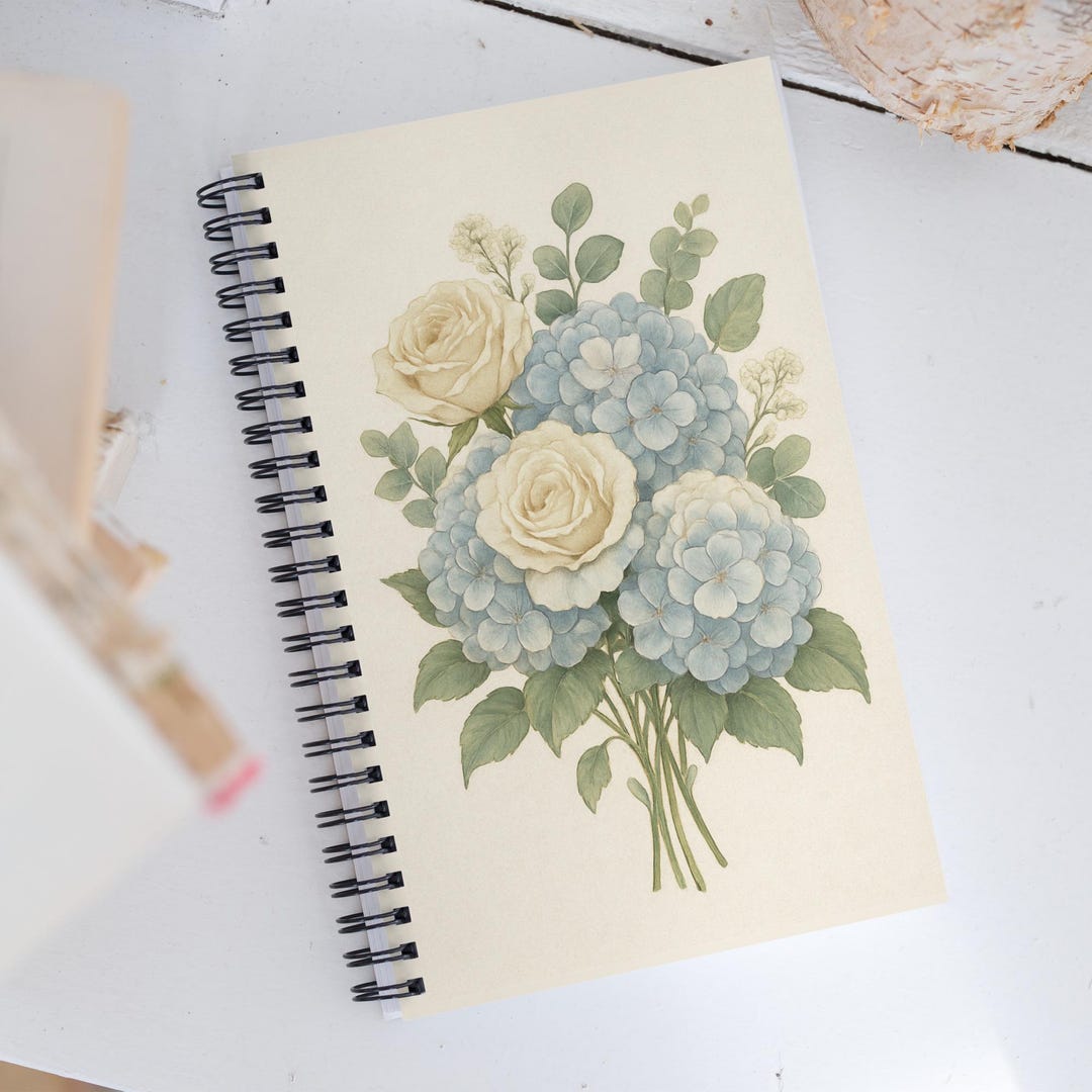 Hydrangea Vintage Botanical Soft Cover Spiral Notebook – Antique Floral ...