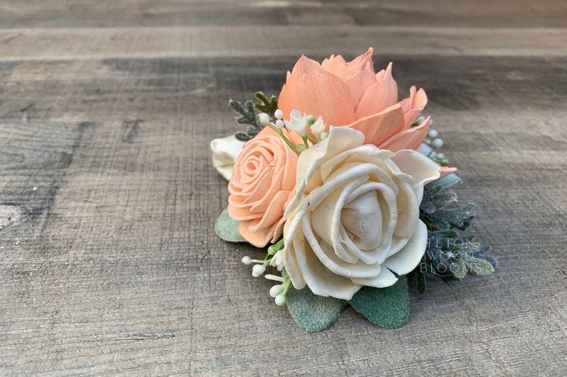 Wood Flower Wrist Corsage Blush & Dusty Rose / Wooden Sola Etsy