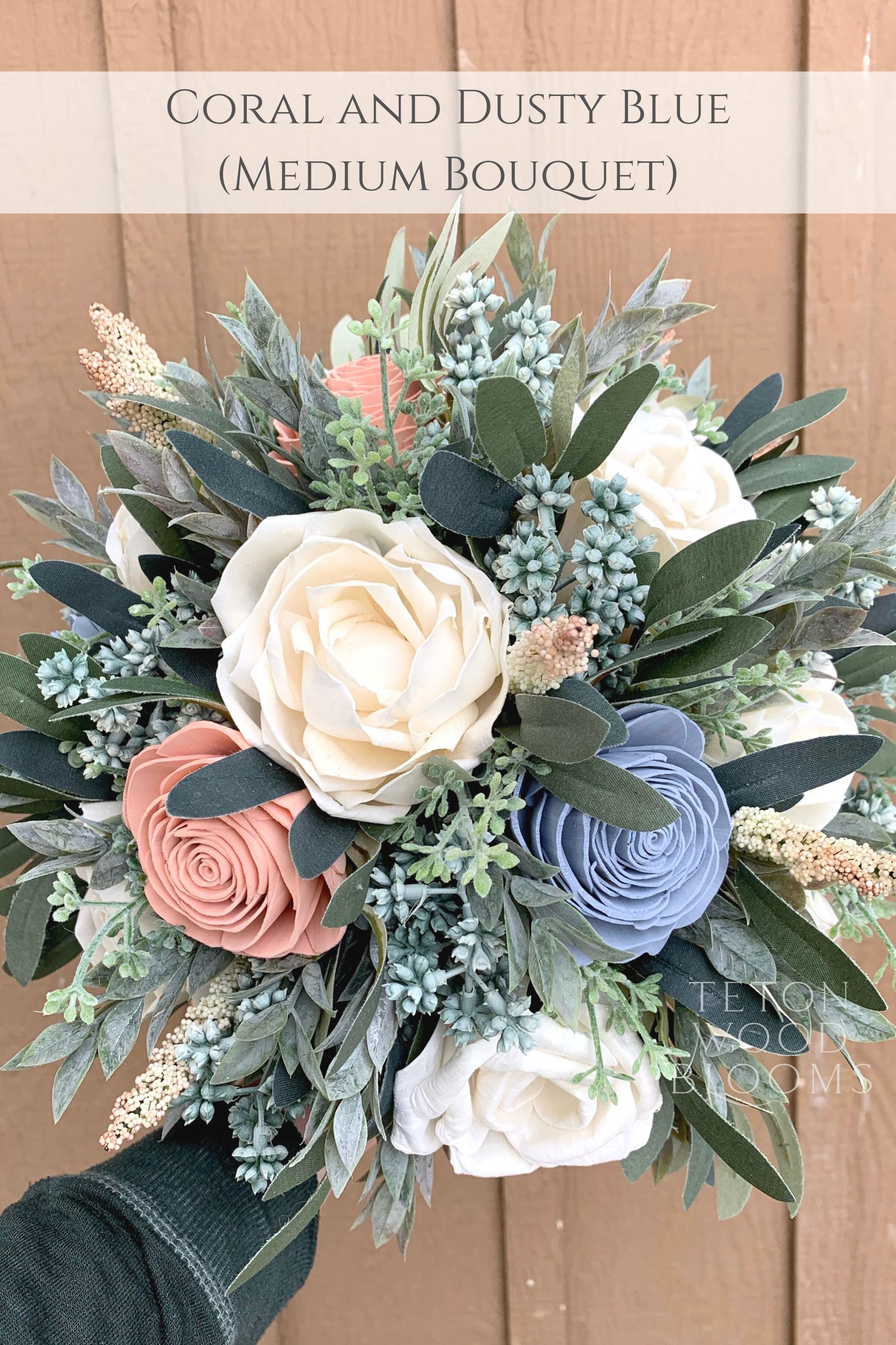 Wood Flower Wild Rose Bouquet / Rustic Elegant Bridal