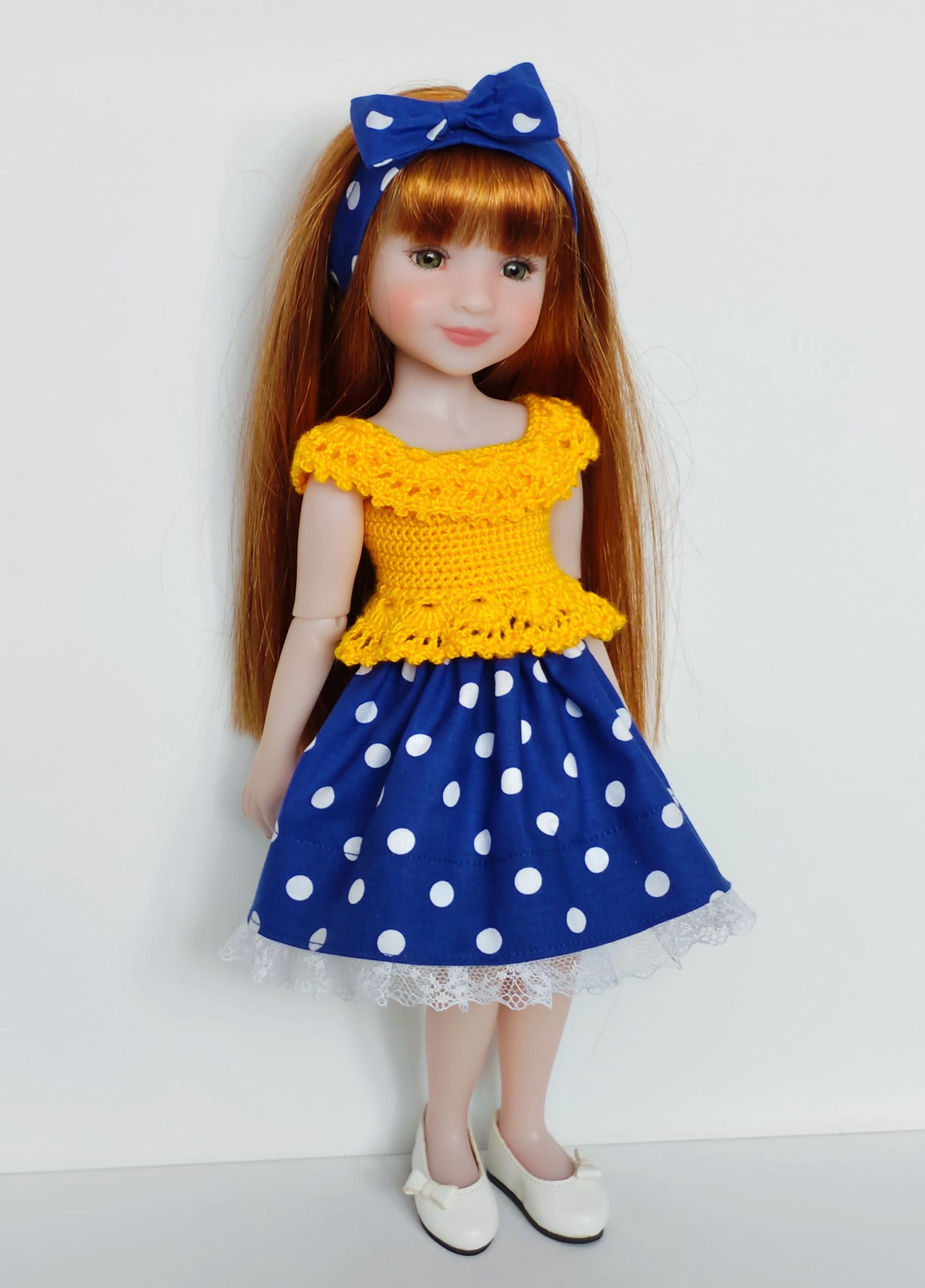 手作りドール服：14～14.5インチのドール用ニット＆クロシェ編みの服