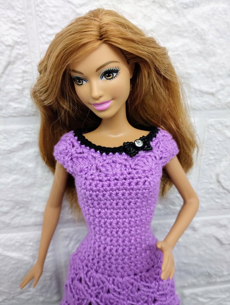 Dress for Barbie Doll, Clothes for 12 Dolls, Crochet Dress for Doll