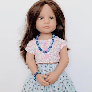 Handmade Knit Doll Outfit - Sweater, Skirt and Necklace - Fits Gotz Happy Kidz 50cm
