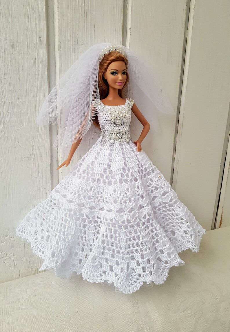 Wedding Dress for Barbie clothes Barbie Crochet Dress for | Etsy