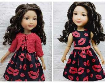 robe pour poupée d'amis de la mode rouge rubis, vêtements pour poupée, vêtements pour poupée, tenue pour poupée, vêtements pour poupée, pull