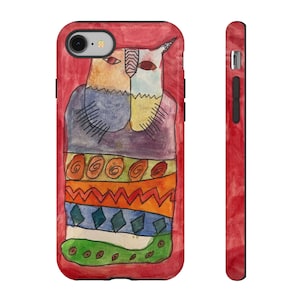 Colorful Cat Phone Case | Tough Cases, Cute Cat Case, Whimsical Phone Cover, Gift for Cat Lovers, Artistic Phone Accessory