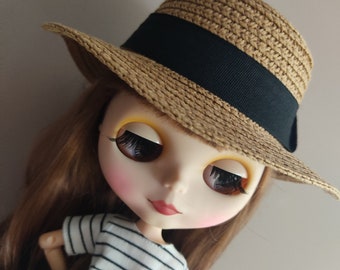 Raffia hat for BLYTHE doll - Doll clothes for Blythe - Handmade - Scale 1/6