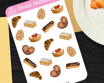 Hoja de pegatinas de pasteles franceses