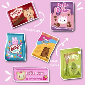 Kawaii Snacks Glossy Stickers