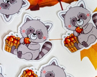Raccoon and Apples Sticker