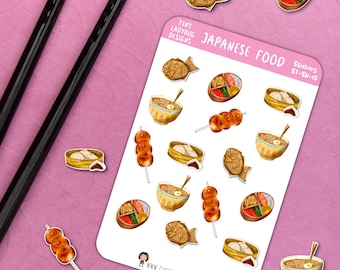 Feuille d’autocollants alimentaires japonais