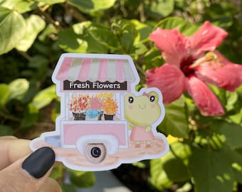 Froggy Selling Flowers Sticker