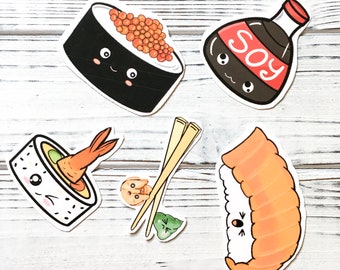 Pegatinas de vinilo Kawaii Sushi / Calcomanías para portátil