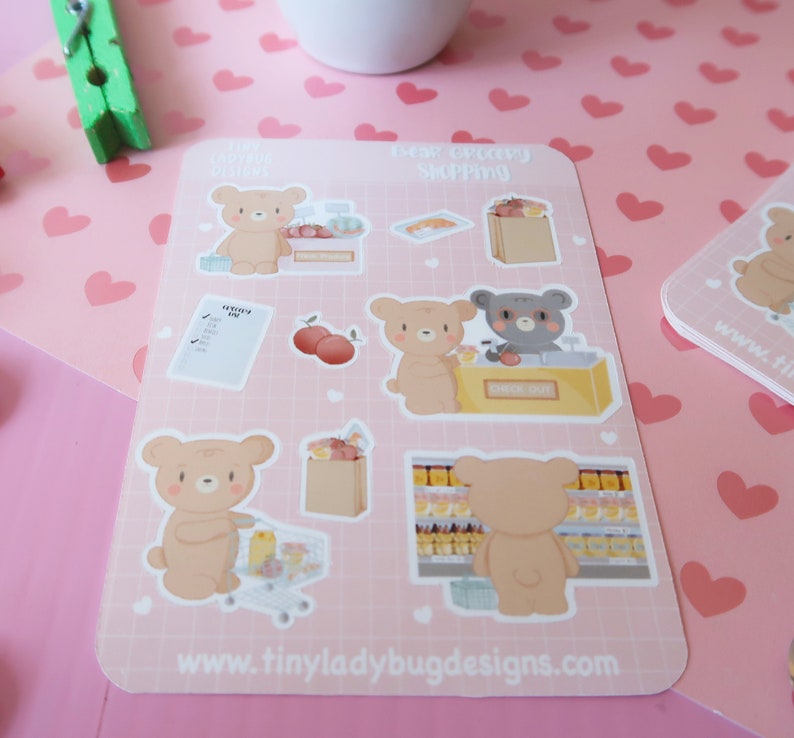 Bear Grocery Shopping Sticker Sheet