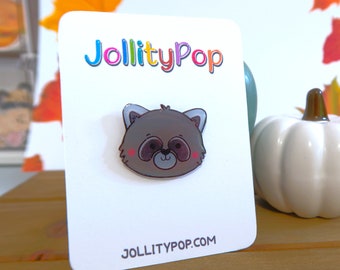 Handmade Raccoon Pin, Shrink Plastic Whimsical Brooch