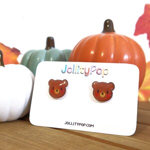 Handmade Shrink Plastic Bear Stud Earrings